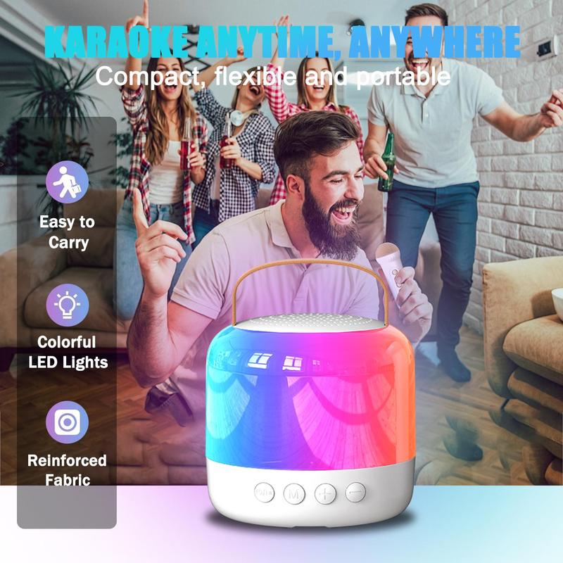 Portable Karaoke Machine, Wireless Microphone & LED Colorful Light Speaker, USB Rechargeable Wireless Speaker for Home Party