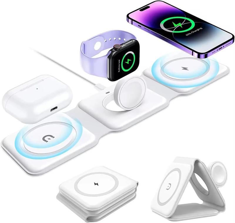 Wireless Charger, Magnetic Foldable 3 in 1 Mag-Safe Charger, Fast Travel Wireless Charging Station for iPhone 15 14 13 12  Series,for iWatch,for AirPods, Christmas Gift, christmas gift ideas Black Friday Deals tiktok shop store