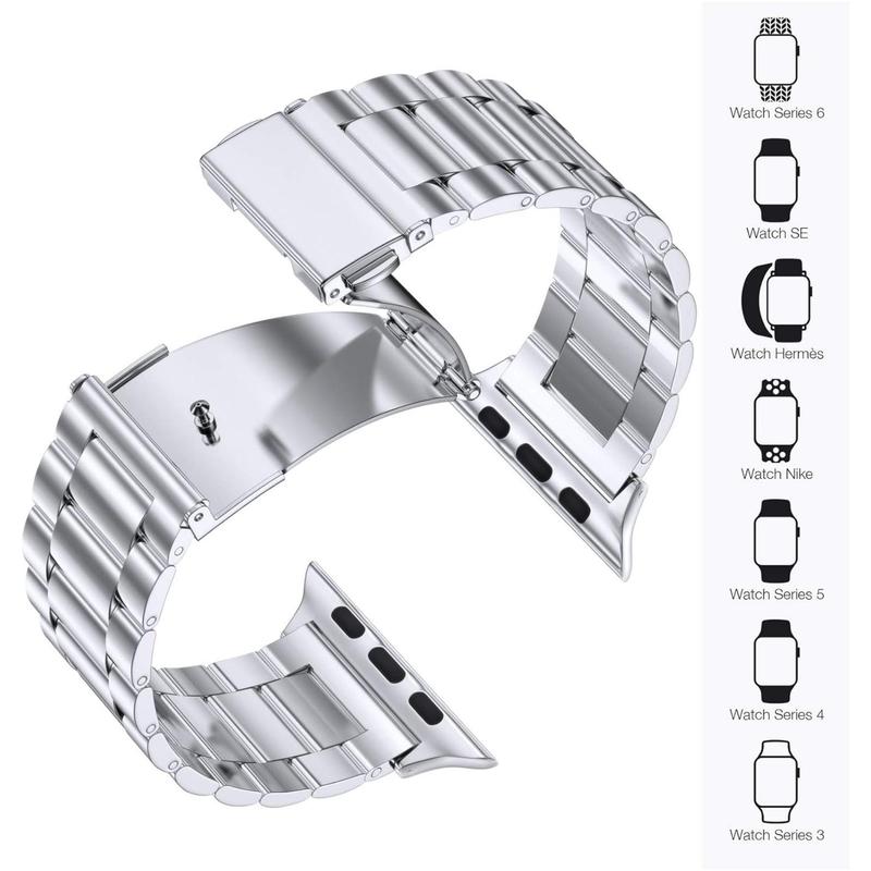 Stainless Steel Smart Watch Band (Band Only), Fashion Minimalistic Watch Band, Wearable Accessories Compatible with Apple Watch Series 9 Ultra 2 8 7 6 5 4 3 2 1 SE Series