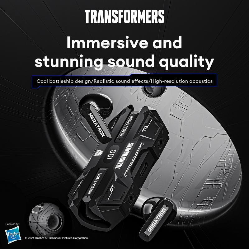 Transformers TF-T51 Wireless Earphone, In-ear Design Earphones with Power Display Charging Case, Bluetooth-compatible Earbuds for Sports Gaming