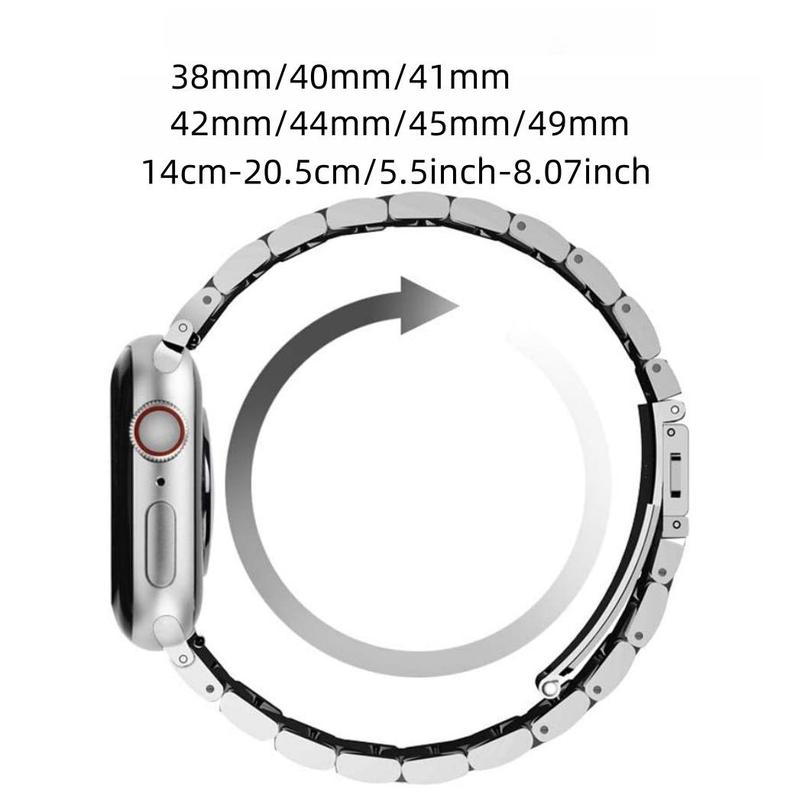 Stainless Steel Smart Watch Band (Band Only), Fashion Minimalistic Watch Band, Wearable Accessories Compatible with Apple Watch Series 9 Ultra 2 8 7 6 5 4 3 2 1 SE Series