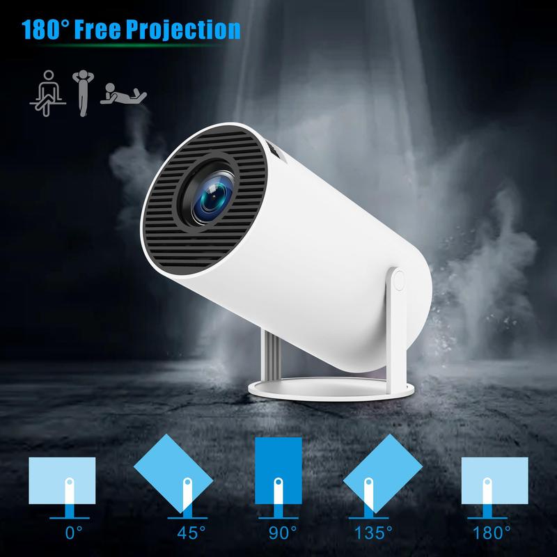 Portable Projector HY300 Pro, Android 11 Dual Wifi6 260ANSI BT5.0 720P 1280*720P Projector, Multifunctional Projector for Outdoor,Home Cinema