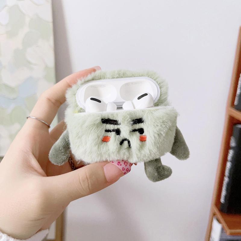 Cute Monster Design Plush Earphone Case, Soft Plush Earphone Protective Cover, Earphone Protector Cover Compatible with AirPods 3 2 1