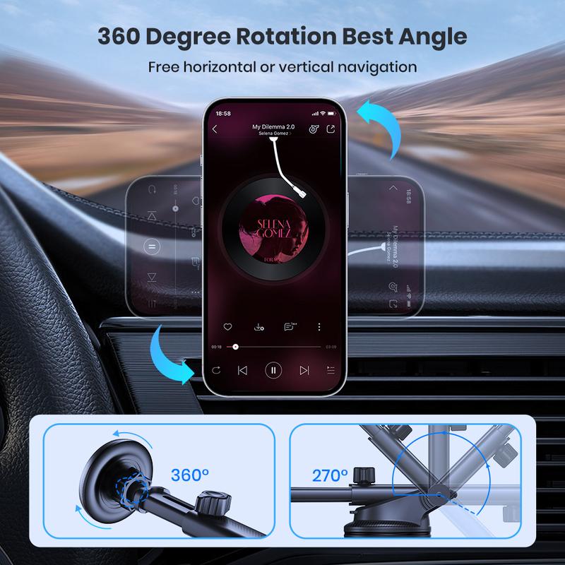 TOPK for MagSafe Car Mount, [20 Strong Magnet] 360° Rotation Magnetic Phone Holder for Car, Car Phone Holder Mount Dash Phone Mount Car Fit for iPhone 15 14 13 12 Pro Max Plus Mini MagSafe Cases