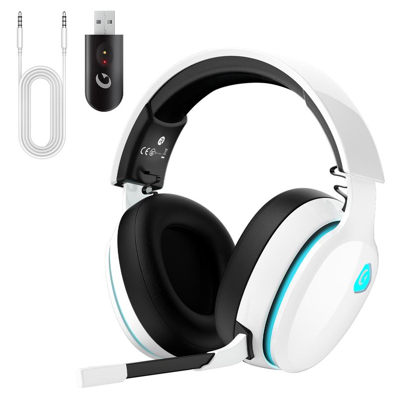 2.4GHz Wireless Gaming Headset for PS5, Xbox(Wired connection), PC, Nintendo, Detachable mic, Christmas Gifts, Call of Duty, Bluetooth 5.3, Earphones, Earbuds, Noise Canceling Mic, Lightweight