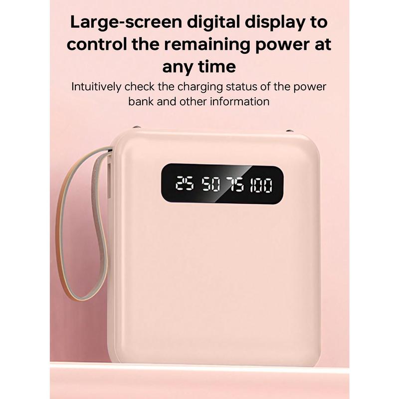 1Pc 10000mAh 10W Emergency Portable Power Bank, One Input And Three Charging Ports, Can Protect The Charger Output, Compatible With Type C Lightning Micro Charging Output