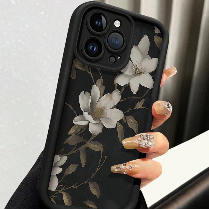 Floral Pattern Phone Case, Anti-drop Cellphone Protective Case, Total Protective Shockproof Mobile Phone Cover for iPhone Series