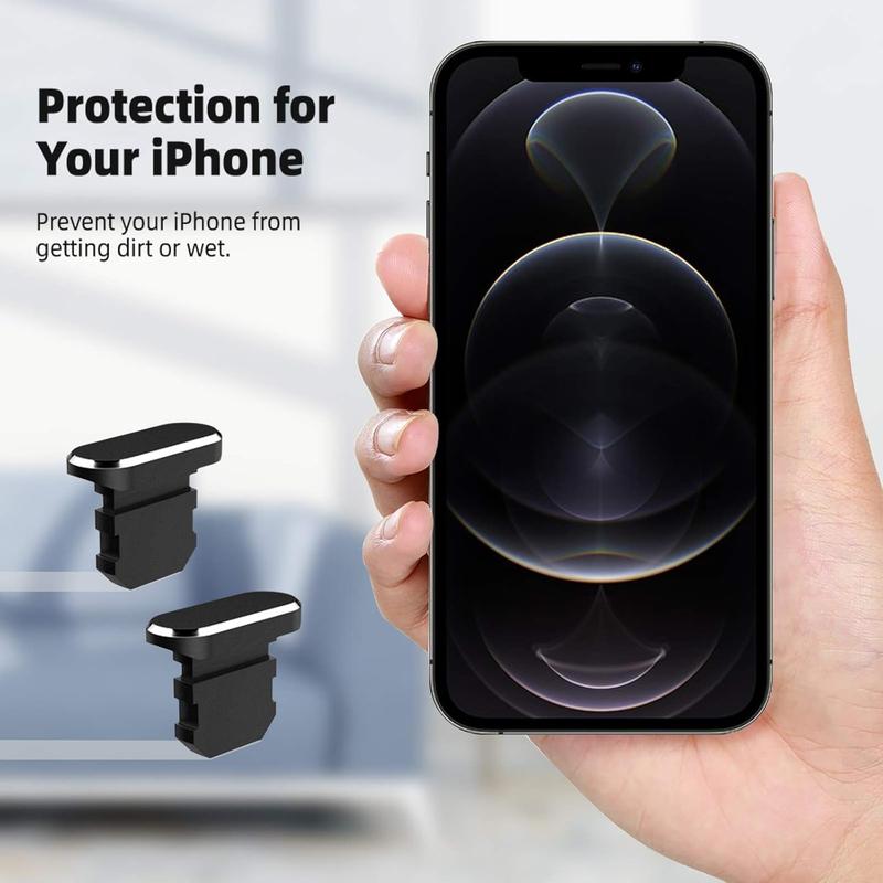 2 Pack Anti Dust Plugs for iPhone 14 Pro Max 13 11 12 Mini Dust Cover 8 Pin Dust Plug + Mini Storage Box iPhone Charging Port Plugs for iPhone Xs XR X 8 7 Plus SE AirPods iPad Mini Air Black