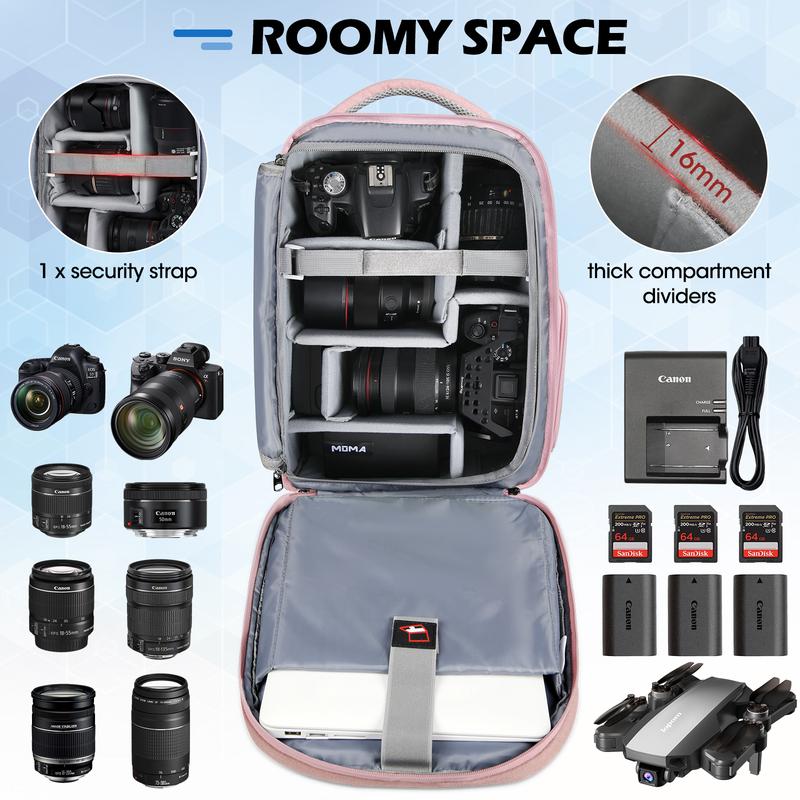 Camera Bag Backpack Professional for DSLR SLR Mirrorless Camera Waterproof Camera Laptop Backpack 15.6 Inch with Rain Cover Anti Theft Travel Camera Case Large Capacity Photography Backpack