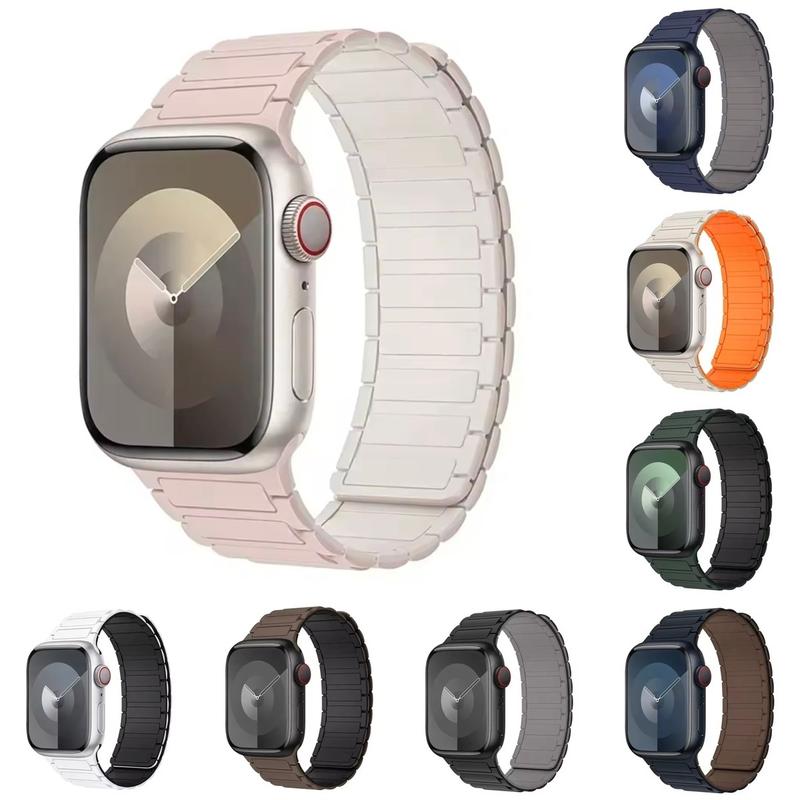 Apple Watch Silicone Bracelet Magnetic Loop Strap for Series 9 8 7 6 5 4 3 Se Ultra 2, 44mm 40mm 49mm 45mm 41mm 38mm Accessories Wearable Durable