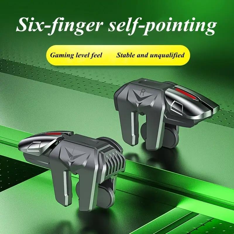 Game Controller Trigger, 1 Set Multipurpose 6-finger Game Trigger, Gaming Controller Joystick L1 R1 Alloy Key Button for iPhone Android, Mobile Game Trigger for Phone, Console Accessories