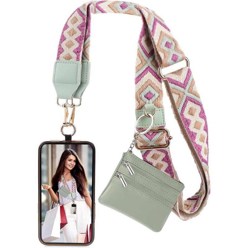 Clip and Go Strap For Phone With Wallet Crossbody,Phone Strap With Wallet,Phone Strap Crossbody With Zipper Wallet pouch ,Phone Wallet,And Cell Phone Holder Badge Accessories Smartphone