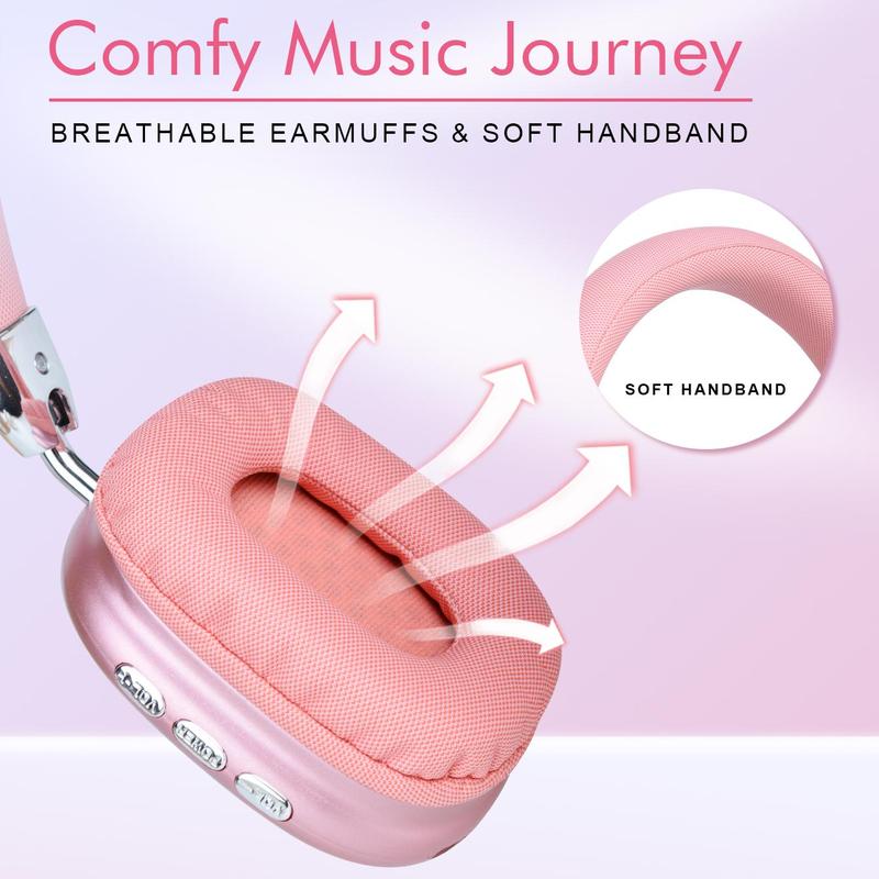 Wireless Over-ear Headphone, Foldable Headphone with Built-in Microphone, Bluetooth-compatible Earphone for Mobile Phone, Computer, MP3