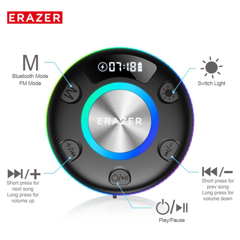 ERAZER XM102 Waterproof Shower Bluetooth Speaker Portable Wireless Speaker with Suction Cup IPX6 Waterproof Speaker Suitable for home party outdoor beach, electronic products, birthday gifts