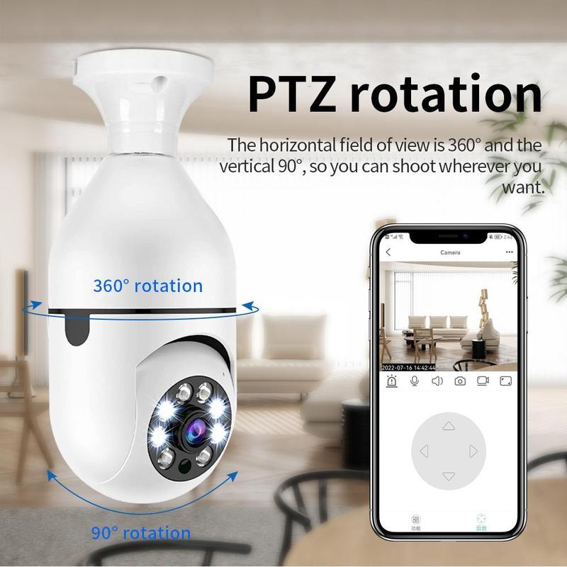 E27 Bulb Design Wireless Security Camera, 360 Degree Rotatable WiFi Home Security Camera, Wireless Outdoor Camera, Home Security Camera