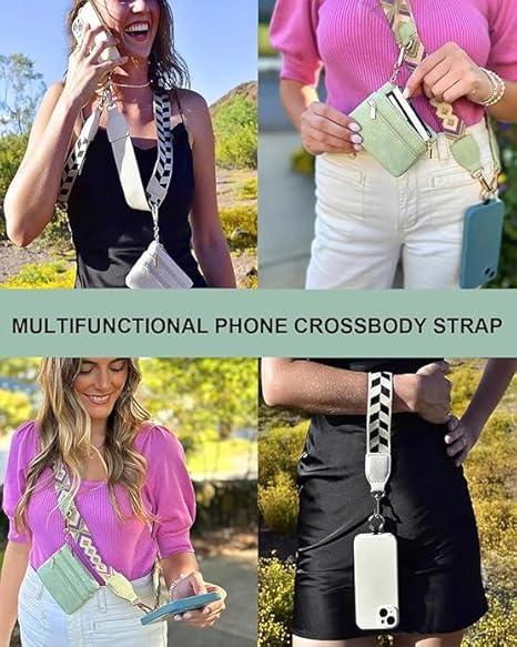 Phone Strap Crossbody With Zipper Wallet Pouch,Clip and Go Strap For Phone with Wallet,Outdoor Anti-lost Phone Lanyard,Adjustable Crossbody Bag Phone Strap With Shoulder Strap,Shoulder or Wrist Phone Lanyard