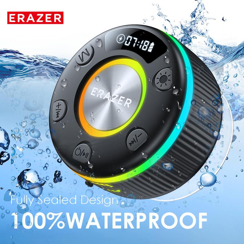 ERAZER XM102 Waterproof Shower Bluetooth Speaker Portable Wireless Speaker with Suction Cup IPX6 Waterproof Speaker Suitable for home party outdoor beach, electronic products, birthday gifts