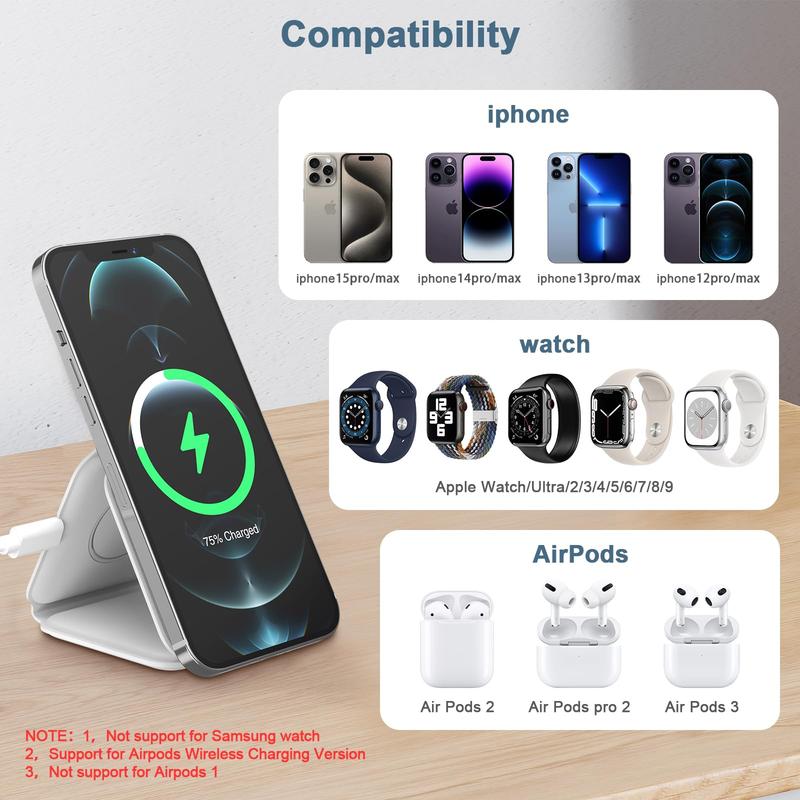 BIG SALE-Charging Station for Christmas Gift Black Friday, Compatible with iPhone 15 14 13 12 Pro Max,Apple Watch,AirPods,Adapters not Included