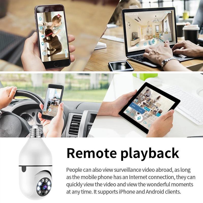 E27 Bulb Design Wireless Security Camera, 360 Degree Rotatable WiFi Home Security Camera, Wireless Outdoor Camera, Home Security Camera