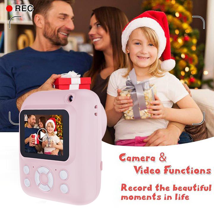 [Children's Christmas Gifts] Instant Quick Photo DIY Print Camera with Games and Music, Retro Camera, 32G Memory, Suitable for Ages 3-12