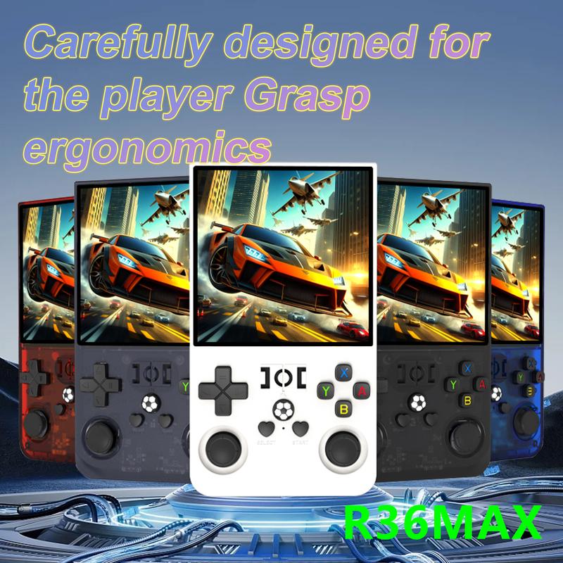 R36 Max Retro Video Handheld Game Console Linux System 4 in IPS Screen Built in 4000mAH Battery 64G TF Card Preinstalled Games 2.4G wireless controller connection Chritmas gift Protection