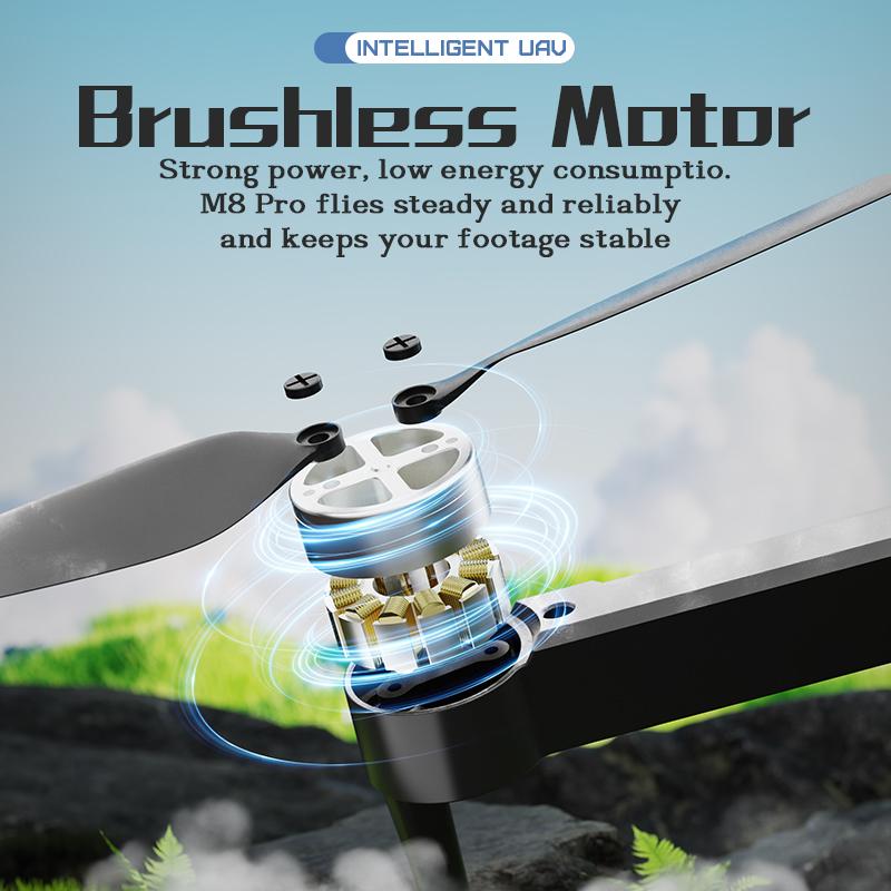 2024 M8-PRO Brushless Motor Drone with 2 Battreys, FPV Live Video Quadcopter with HD Camera, Intelligent obstacle avoidance, Optical flow positioning accurate hover shooting, 360-degree rolling, RC Drone toys adapt as Christmas Birthday Halloween Gifts