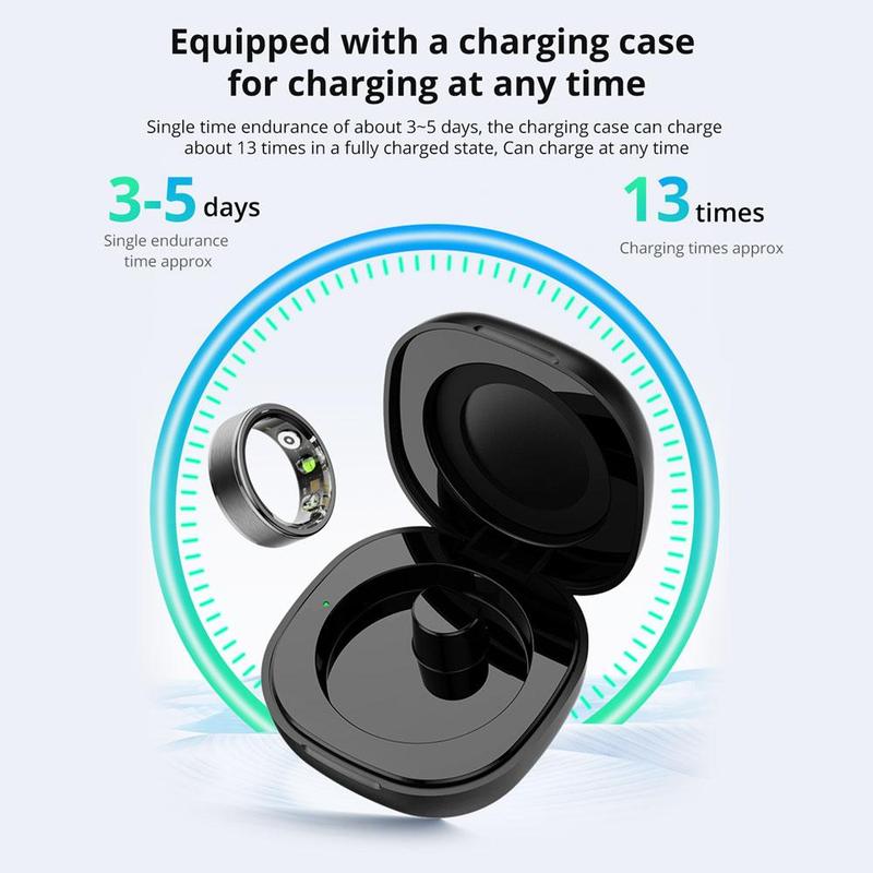 ColMi R03 Smart Ring, 1 Count IP68 Waterproof Smart Ring with Charging Compartment, Stainless Steel Ring for Couple, Fitness Trackers for Women & Men