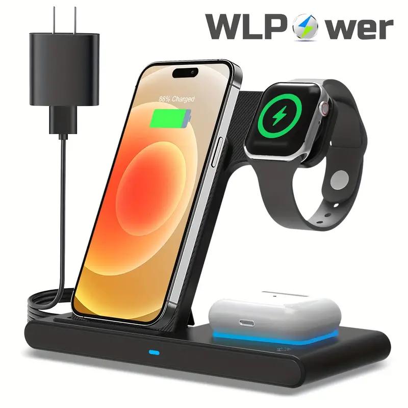 3 In 1 Fast Wireless Charger, Foldable Wireless Charging Station Suitable For iPhone 15 14 Pro Max 13 12 11, Multiple Devices Use