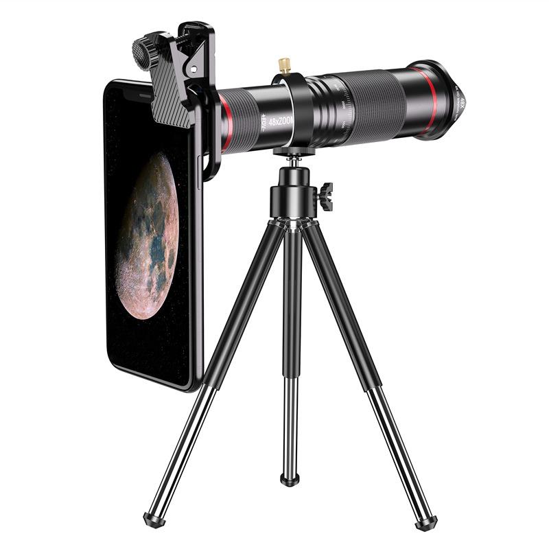 Telephoto Monocular 48X Telescope Mobile Phone Zoom Camera Lens Kit with Tripod Stand Accessories Smartphone Cellphone