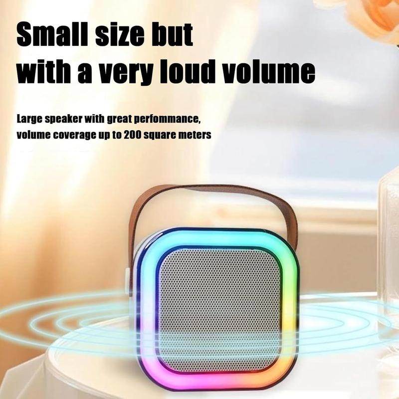 Portable Wireless Speaker with Microphone, Rechargeable LED Light Bluetooth-compatible Speaker with Microphone, Home Karaoke Machine for Home Party