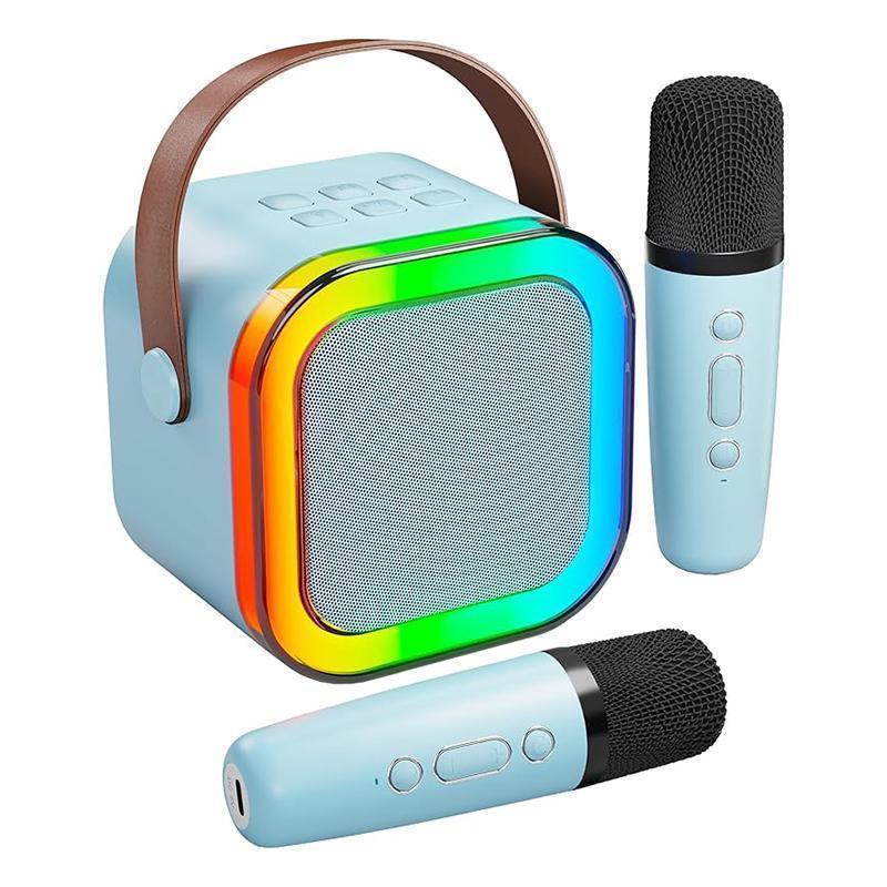 Portable Wireless Speaker with Microphone, Rechargeable LED Light Bluetooth-compatible Speaker with Microphone, Home Karaoke Machine for Home Party