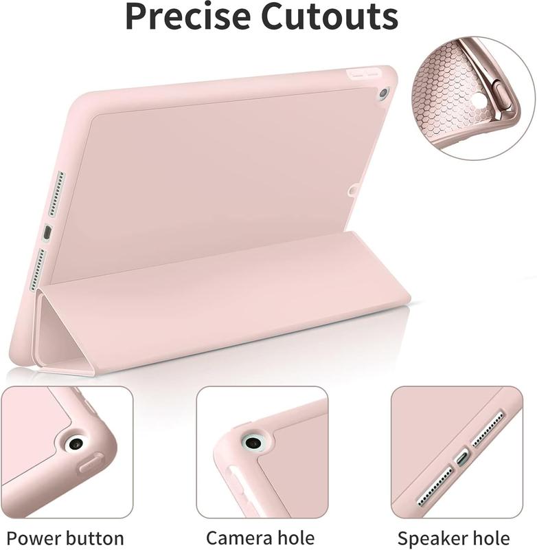 Case for iPad 6th 5th Generation (2018 2017 Model) 9.7 Inch with Pencil Holder, Lightweight  Stand Cover with Soft TPU , Auto Wake Sleep, Model A1822 A1823 A1893 A1954, Pink