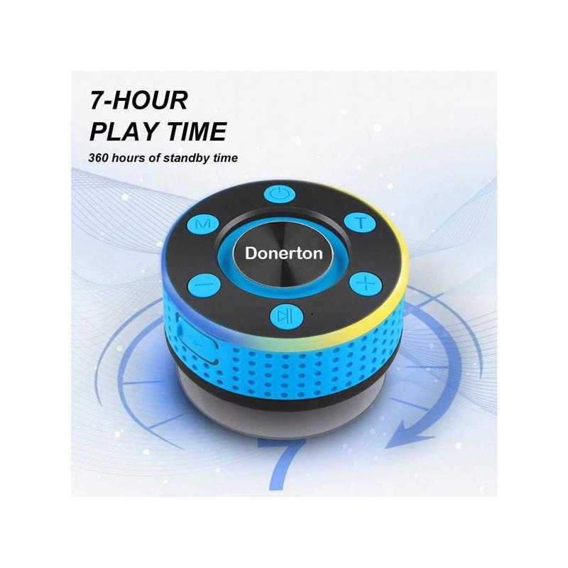 Bluetooth Shower Speaker, Portable Speaker Bluetooth 5.3 With Suction Cup, Wireless Speakers Waterproof IP7, RGB Lights, Built-In Mic, Small Speakers For Bathroom, Party, Beach, Pool, Light Blue