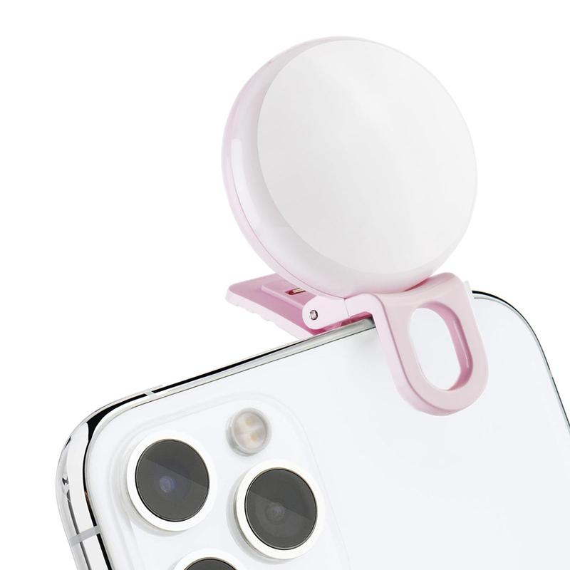 Mini Ring Selfie Light, Upgraded Small Clip On Ring Light,Nursing Light ,Portable LED Light for Phone, Smartphone Accessories 3 Color Lighting Modes and Adjustable Brightness Selfie Light, Tool for Tiktok Stuff, Cellphone Photos (White,Black,Pink,Blue)