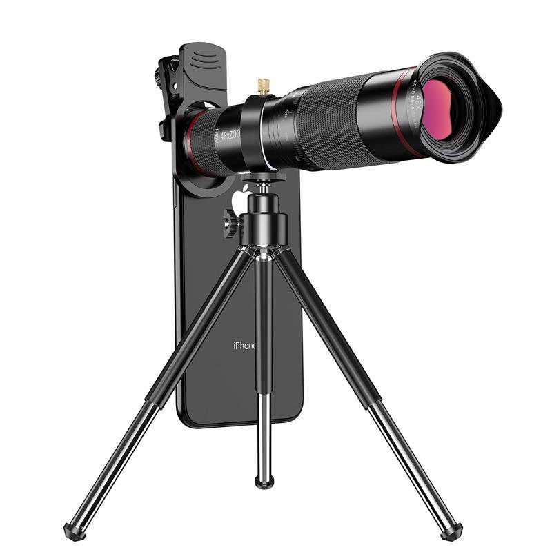 Telephoto Monocular 48X Telescope Mobile Phone Zoom Camera Lens Kit with Tripod Stand Accessories Smartphone Cellphone