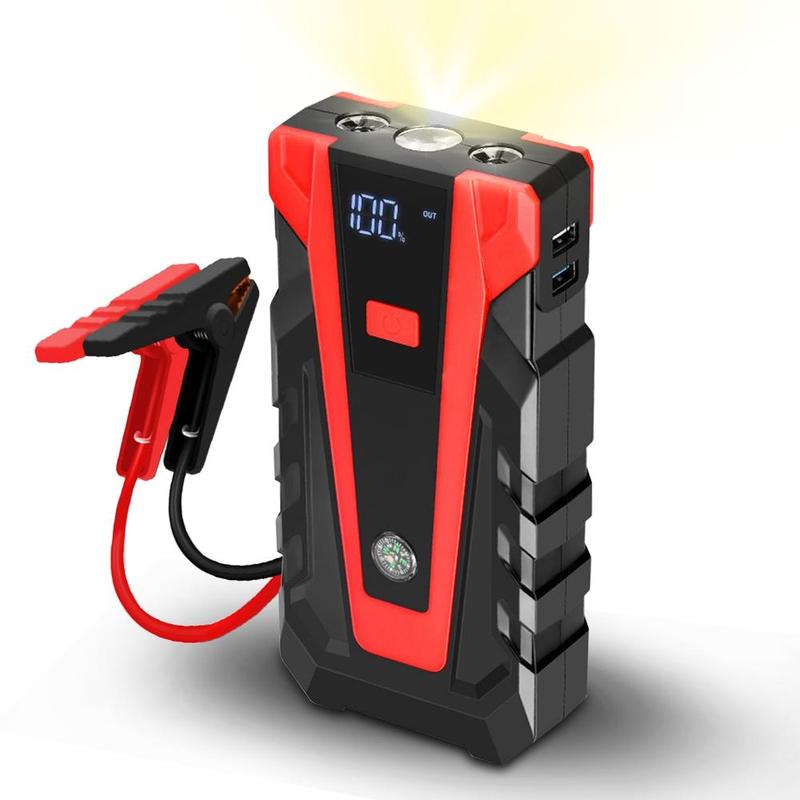 Battery Jumper for Car, Car Emergency Start Power Bank with LED Flashlight, Portable Car Jump Starter with Type C & USB Output, Multifunctional Car Battery Repair Tool