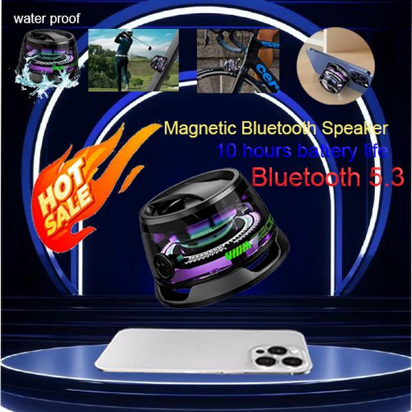 Magnetic Portable Mini Bluetooth Speaker - RGB Lighting, TWS Synchronization, 10 Hours of Battery Life, IPX5 Waterproof, Suitable for Showering, Cycling, Gaming and Outdoors, Ideal Companion for Smartphones and Holiday Gifts