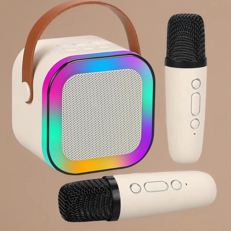 Portable Wireless Karaoke Speaker with Microphone, HiFi Stereo Sound Subwoofers, KTV Speaker with RGB Colorful LED Lights, Karaoke Machine Sound System