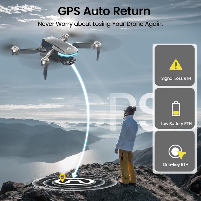 Drones with Camera 4k, 2-Axis Gimbals GPS Drone with EIS WeFone WF40 FPV RC Foldable Quadcopter for Beginners, Auto Return, Brushless Motor, 5G Transmission, 44min Flight Time, 2 Batteries