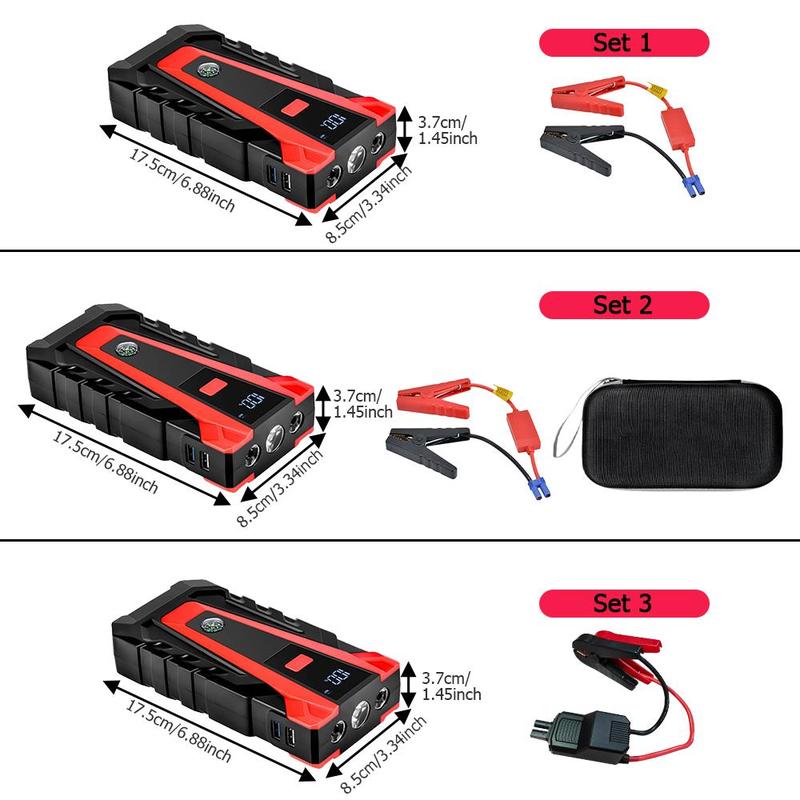 Battery Jumper for Car, Car Emergency Start Power Bank with LED Flashlight, Portable Car Jump Starter with Type C & USB Output, Multifunctional Car Battery Repair Tool