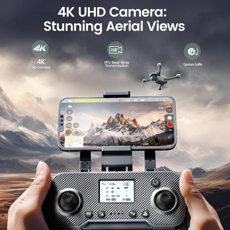 Drones with Camera 4k, 2-Axis Gimbals GPS Drone with EIS WeFone WF40 FPV RC Foldable Quadcopter for Beginners, Auto Return, Brushless Motor, 5G Transmission, 44min Flight Time, 2 Batteries